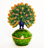 Fan Shape Tail Peacock on Trinket Box