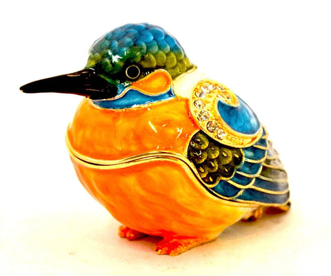 Colorful Kingfisher Trinket Box Made with Austrian Crystals
