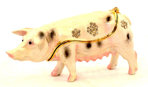 Standing Pig Trinket Box Made with Austrian Crystals