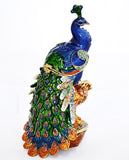 Bejeweled Peacock on Branch Trinket Box