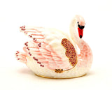 Big Swan Trinket Box with Blue & Pink Enamel with Austrian Crystals