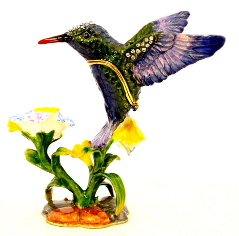 Hummingbird Trinket Box. Very Detailed with Austrian Crystals