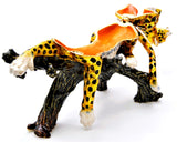 Bejeweled Cheetah Sitting on Branch Trinket Box