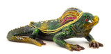 Desert Gem Lizard Trinket Box. Green Enamel & Austrian Crystals