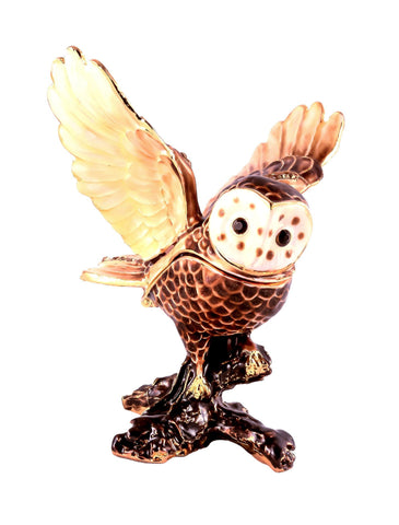 Flying Owl on Branch Trinket Box