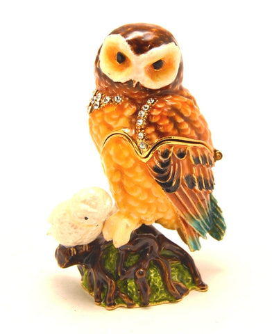Owl with Baby Trinket Box