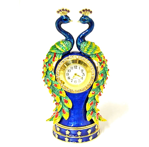 Peacocks on Clock Trinket Box