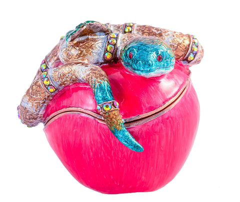 Snake Coiled on Apple Trinket Box