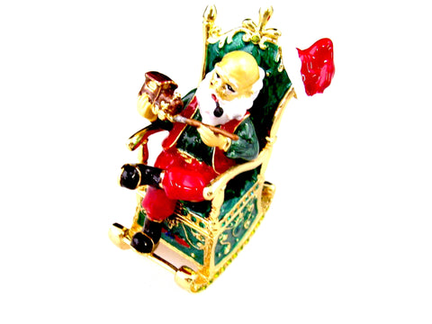 Santa Claus in Rocking Chair Trinket Box