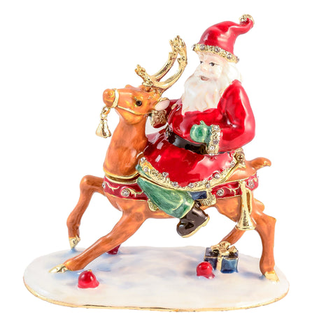 Santa Claus on Reindeer Trinket Box