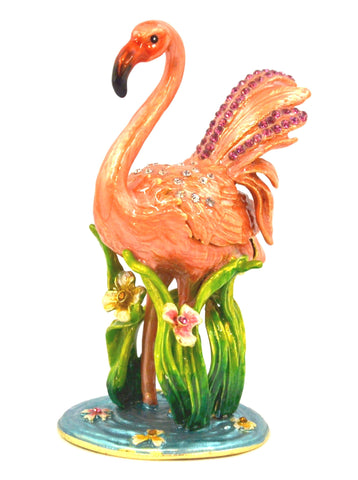 Flamingo With Flowers Trinket Box