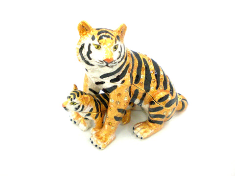 Tiger With Baby Trinket Box