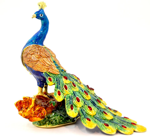 Peacock on Branch Trinket Box