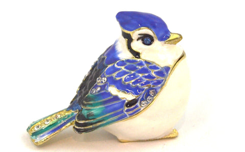 Small Blue Jay Bird Trinket Box
