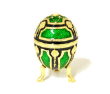 Decorative Green Egg Trinket Box. Made with Austrian Crystals & Enamel