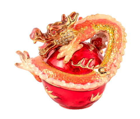 Dragon On Red Ball Trinket Box