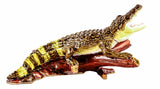 Alligator on Branch Trinket Box Handmade with Austrian Crystals