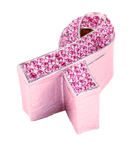 Pink Ribbon Breast Cancer Trinket Box